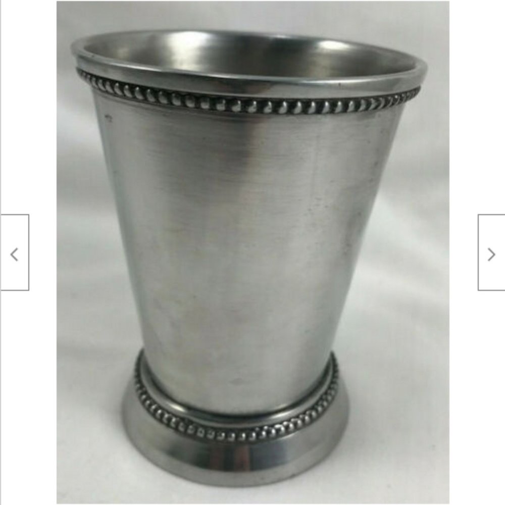 8 oz Metal Bar ware Mint Julep Metal Cup Beaded 4.5" tall - Picture 3 of 6